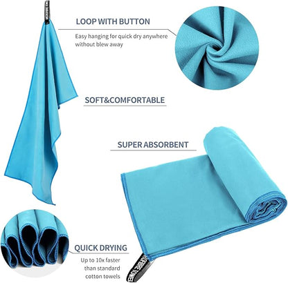 Microfiber Travel Towel, Soft Lightweight Quick Dry Towel, Super Absorbent Compact Travel & Sports & Beach Towels for Camping, Backpack, Gym, Swimming, Yoga, Hiking (XS:12"×24" -MarineBlue)