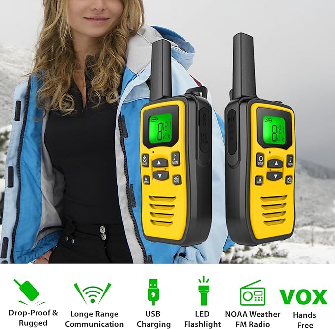 Long Range Walkie Talkies for Adult, Handheld Two Way Radios, Rechargeable 2 Way Emergency Radio, Walky Talky, Survival Gear and Equipment, 142 Privacy Codes, & NOAA Weather Scan, 50 Channels
