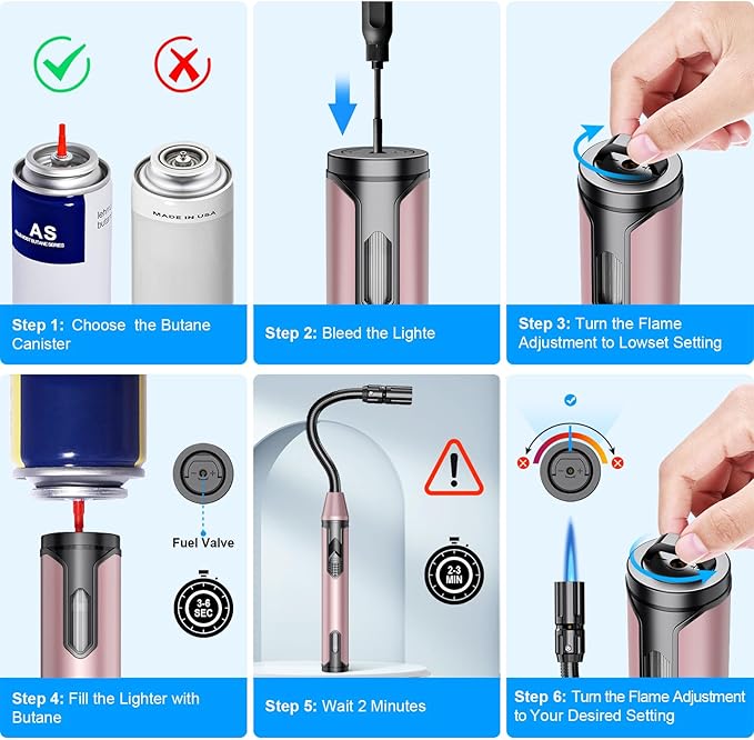 Torch Lighter Refillable Butane Lighter Long Flexible Neck Multipurpose Lighter for Candles Grill BBQ Fireplaces Kitchen Camping (No Prefilled)