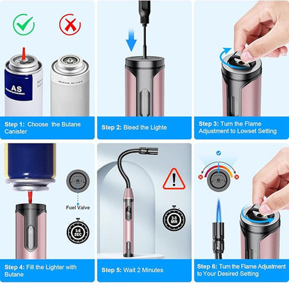 Torch Lighter Refillable Butane Lighter Long Flexible Neck Multipurpose Lighter for Candles Grill BBQ Fireplaces Kitchen Camping (No Prefilled)