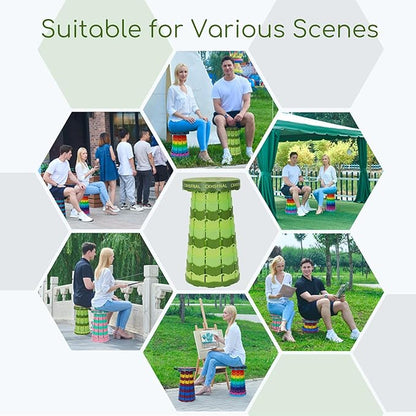 Upgraded 2 Pack Portable Collapsible Stool,Folding Camp Stool for Adults,Lightweight Sturdy 400lbs Load Capacity Retractable for Fishing Hiking Camping Gardening Hunting BBQ (Gradient Green)