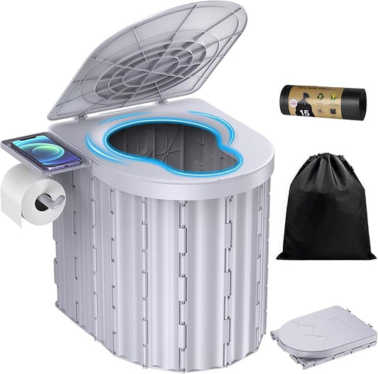 Portable Toilet, Upgraded 12-inch Toilet Seat, Folding Toilet With Removable Paper Holder, Camping Toilet With A Load Capacity Of 450 Lbs, Portable Potty For Indoor, Outdoor, And Emergency Use