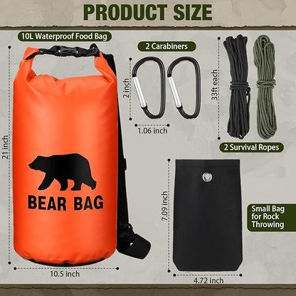 1 Set Bear Food Bag for Camping Ultralight Food Bag Hanging System Includes Waterproof Bear Bag, Nylon Ropes, Hooks for Camping Backpacking