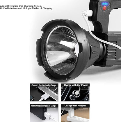 Spotlight Flashlight, Smart Battery Display USB Charging Design Powerful Flashlights for Expedition for Outdoor for Travel