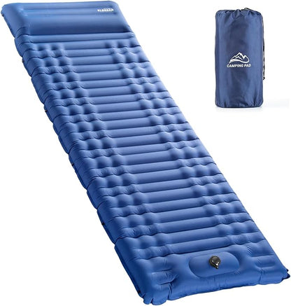Elegear Self Inflating Sleeping Pad for Camping, 4" Ultra-Thick Camping Mattress Pad with Pillow Built-in Foot Pump, Portable Sleeping Mat for Backpacking, Hiking, Tent