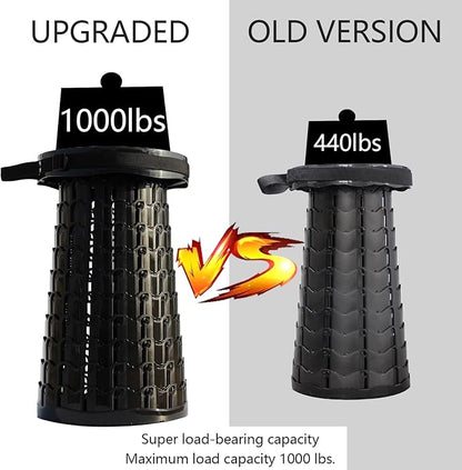Upgraded XXL Collapsible Stool with Cushion,19.7"H-11.8"D Telescoping Folding Stool for Adults,More Sturdy Portable Camping Stools with Load Capacity 1000lbs for Outdoor,Garden,Fishing,Hiking