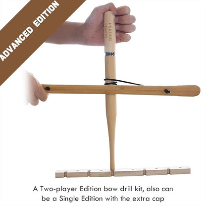 PSKOOK Bow Drill Kit Fire Starter, Primitive Wood, Survival Practice Friction Fire Tool for Scout Outdoor Activity Teaching, Outward Bound Training, Wildness Survival Beginner