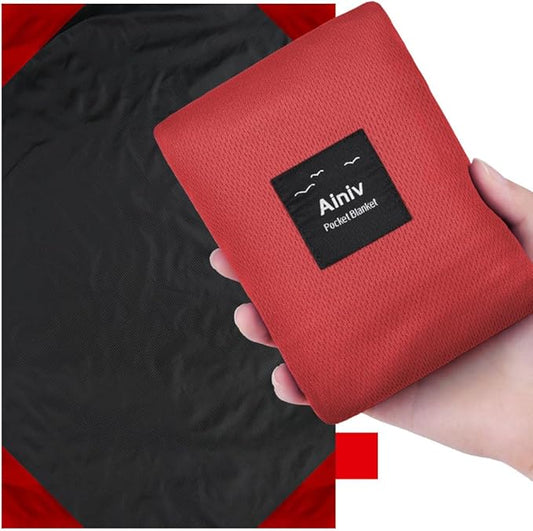 Picnic Blanket, Mini Pocket Beach Mat 78.8 x 82.7IN (5-7 People) Foldable, Lightweight Waterproof Sand Free, Foldable Thin Ground Sheet for Outdoor Camping Hiking Travel - with Hand Strap