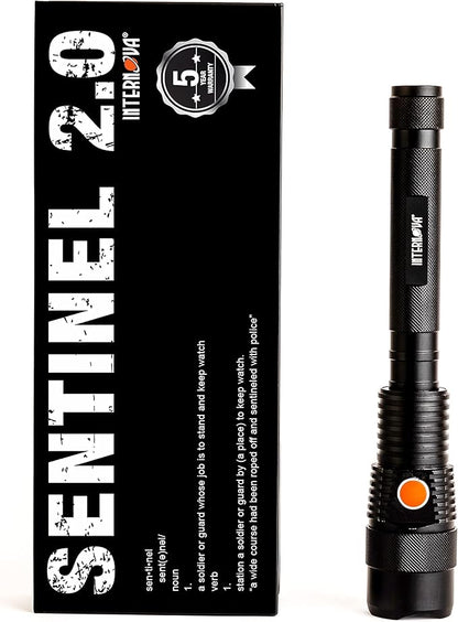 INTERNOVA® Sentinel 2000 Lumen Rechargeable Flashlight 10.5 Inches - LED Flashlight includes USB Cord & Magnetic Sealed Gift Box