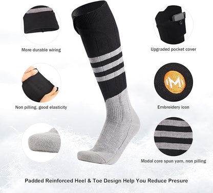 Heated Socks for Men Women, MewaMaA Battery Heated Socks Rechargeable Washable, Electric Socks Foot Warmer for Hiking Biking Camping Skiing Hunting Outdoor Work, Heating Socks Warm Socks