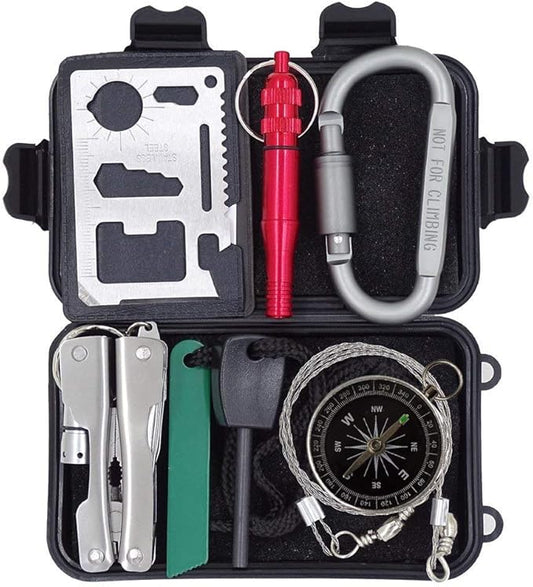 Outdoor Survival Kit 7 in 1,Mini Emergency Survival Gear Small Camping Equipment Pocket Tool Gadgets Stocking Stuffers Ideal for Boys Kids Hiking