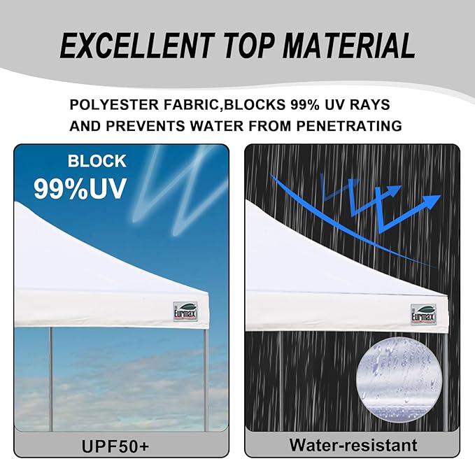 Eurmax USA Standard 10x10ft Patio Pop Up Canopy Tent for Outdoor Events Commercial Instant Canopies with Heavy Duty Roller Bag,Bonus 4 Canopy Sand Bags(Orange)