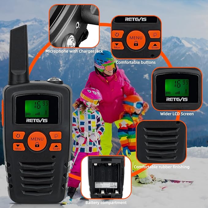 Retevis RA35 Walkie Talkies for Adults Kids, Long Range Walkie Talkies, Easy to Use Clear Sound, Portable 2 Way Radio, 22CH VOX Flashlight, Kids Walkie Talkie Set of 2 for Camping Hiking Car Travel