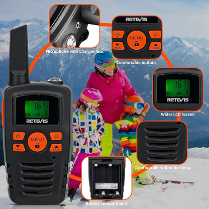Retevis RA35 Walkie Talkies for Adults Kids, Long Range Walkie Talkies, Easy to Use Clear Sound, Portable 2 Way Radio, 22CH VOX Flashlight, Kids Walkie Talkie Set of 2 for Camping Hiking Car Travel