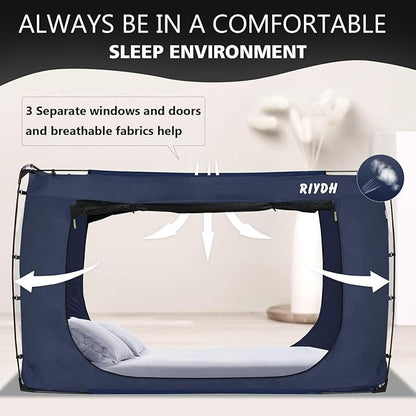 Bed Tent Bed Canopy Full Size Tents for Adult and Kids- Original Design Portable Dream Tent Indoor Sleeping 80% Blackout with 3 Doors Breathable Big Space Tents