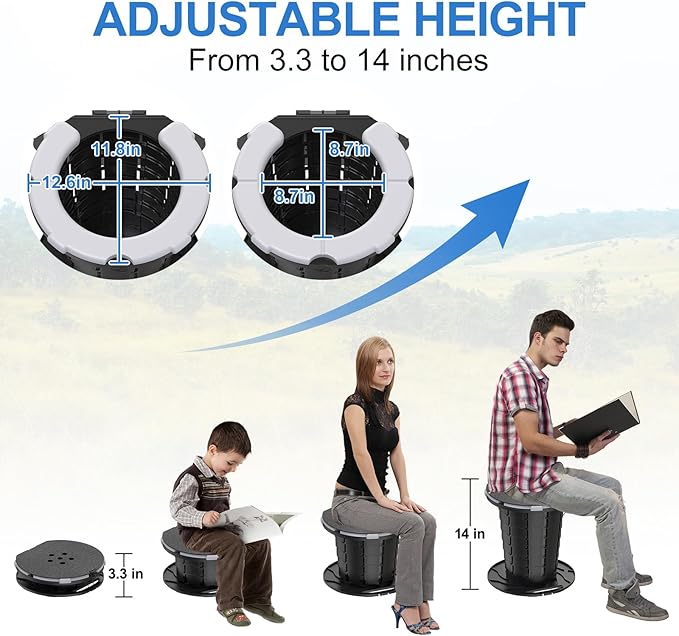 BLIKA Upgraded Retractable Portable Toilet with Cushion, 300LBS Adjustable Height Folding Toilet with Paper Holder, Travel Toilet Portable Camping Toilet, Soft Portable Toilet for Camping/Car