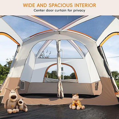 Camping Tent 4-6 Person, Double Layer, Multi-Room Family Cabin Tents with 3 Doors, Mesh Windows, Rainfly & Windproof, Large Waterpoof Tents for Outdoor Camping Hiking Picnic Gathering