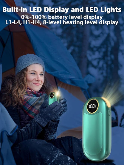 Hand Warmers Rechargeable, 14000mAh Electric Hand Warmer Max 18Hrs Warmth, Dual-Sided Hand Warmers Reusable Heat Up to 131℉, Portable Gloves Handwarmers for Raynauds, Hunting, Golf, Football, Camping