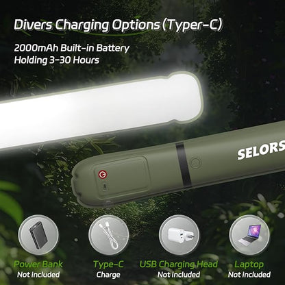 SELORSS Inflatable Outdoor Camping Light, Meets IP66 Waterproof Standard, Provides 2000 mAh Charging, Suitable for Camping, Hiking, Traveling and Other Outdoor environments.
