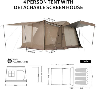 Naturehike Village Camping Tent,4/6/8 Person Tents for Camping, 60S Easy Setup Instant Tent for Family Camping, Car Camping