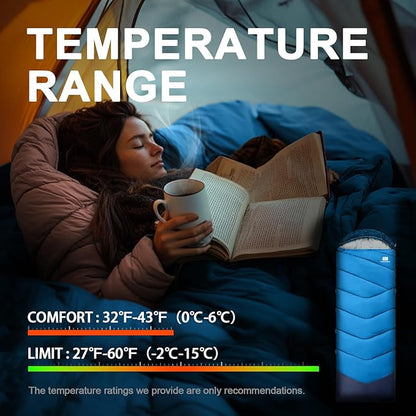 Sleeping Bags for Adults Cold Weather & Warm,Backpacking Camping Sleeping Bag for Tall Girls Boys,Lightweight,Compact,Waterproof Camping Gear for Traveling,Hiking,Hotel,Outdoor & Indoor