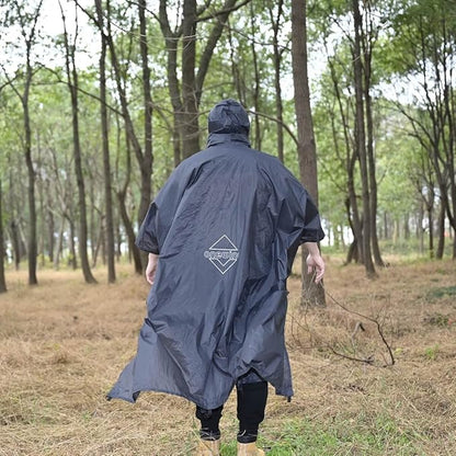 onewind Hooded Rain Poncho, Silnylon Camping Rain Coat Versatile Survival Shelter Lightweight Poncho for Hiking, Backpacking