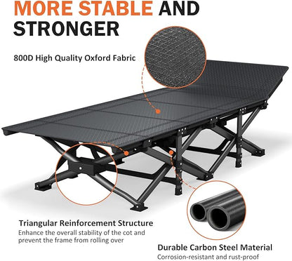 ATORPOK Camping Cot for Adults with Cushion Comfortable,Portable Folding Bed for Sleeping Supports 450 lbs (Blue)