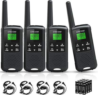 G200 Walkie Talkies for Adults, Long Range Two Way Radios Family Radio Service (FRS) Rechargeable 22 CH NOAA VOX Scan Flashlight 4 Pack Hand held radios