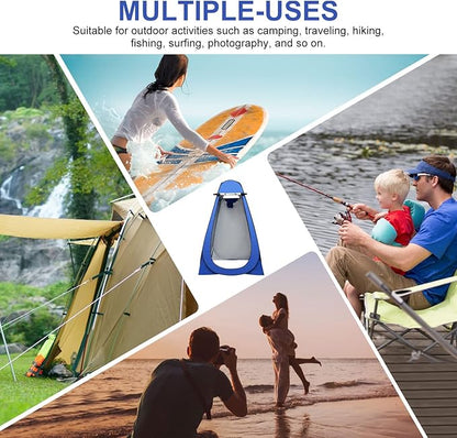 Pop Up Privacy Tent Camping Shower Kit 2 Pcs, 5 Gallon Outdoor Solar Portable Shower Bag Waterproof .Instant Tent Sun Beach Easy Set Up&Foldable for Hiking,Fishing,Beach,Washing,Outdoor