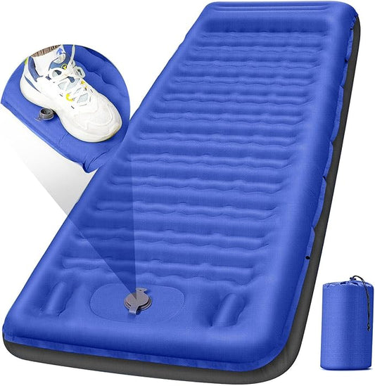 Camping Sleeping Pad, Extra Thick 5 Inch Camping Mat with Pillow Built-in Foot Pump Inflatable Sleeping Pads Compact for Camping Backpacking Hiking Traveling Tent
