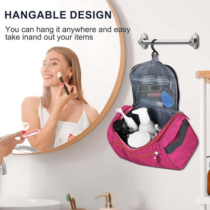 Hanging Toiletry Bag for Women and Men Traveling Makeup Large Capacity Cosmetics Portable Dopp Kit Storage Organizer Bag with Hanging Hook for Toiletries Brushes Shaving Tools (Red)