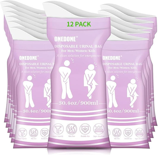 ONEDONE Disposable Urine Bags 6/8/12/24 30.4 OZ Pee Bags for Travel for Men Women Kids Emergency Urine Bags Portable Unisex Urinal Bags Vomit Bags for Traffic Jams Camping Hiking