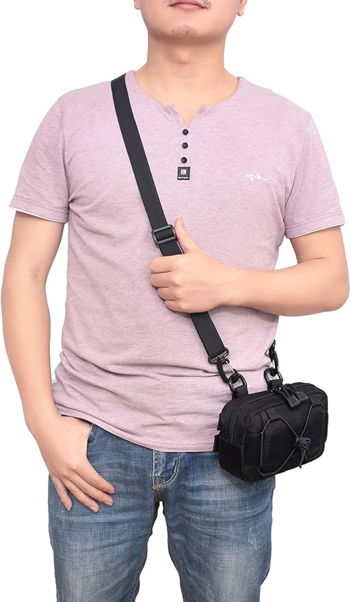 Tactical Molle Horizontal Admin Pouch Compact 1000D Utility EDC Tool Bag with Shoulder Strap