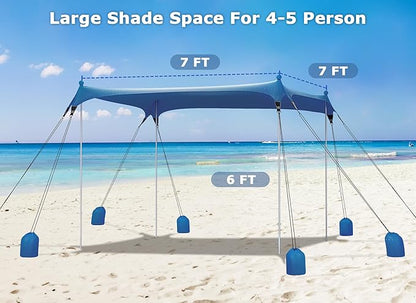 Gorich Beach Tent Sun Shelter with 8 Sandbags, UPF50+ Protection & Windproof Pop Up Beach Canopy Tent Sun Shade for Family, Travel & Camping, Easy Setup Canopy Umbrella