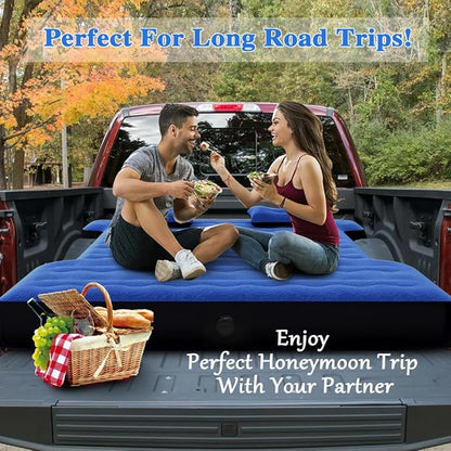Camping Pickup Truck Bed Air Mattress Thicken Sleeping Pad for 5.5-5.8Ft Full-Size Short Truck Beds Outdoor Camping Car Travel(Navy Blue)