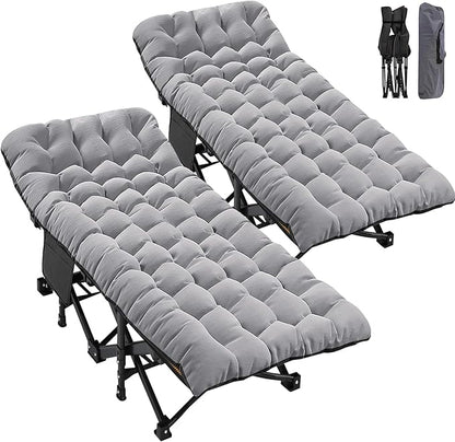 ABORON 2PK Oversized Folding Camping Cot for Adults, Double Layer 1200D, 500lb Capacity, Heavy Duty Guest Cot with Mat & Carrying Bag for Indoor & Outdoor Use