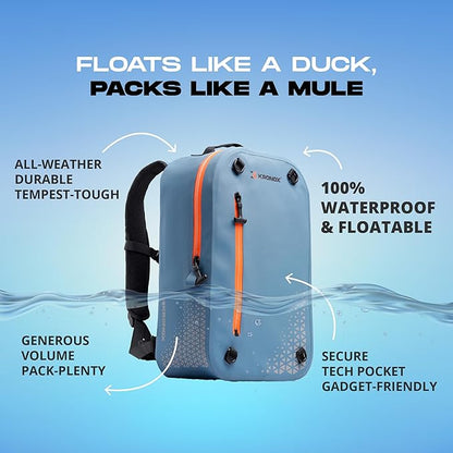 KRONOX 30L Waterproof Backpack for Men – IPX7 Submersible Dry Bag with Laptop Sleeve, Lightweight & Durable for Travel