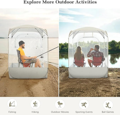 Sports Pods, Instant Pop Up Bubble Tent Fits 1-2 Persons, Spacious Interior, High Visibility & Ventilation for Outside Sports Events, Fishing