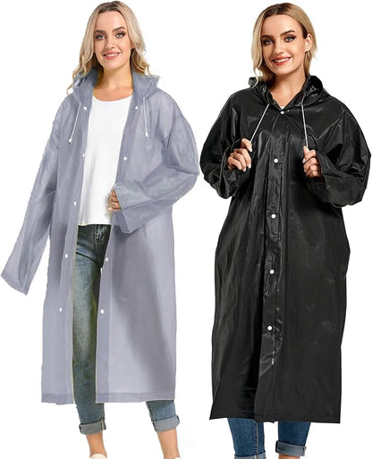 Rain Ponchos for Adults Reusable Raincoats Survival Heavy Duty Military Impermeable 2 Packs Rain Coat…