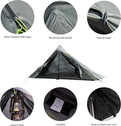 Altair One Ultralight Trekking Pole Backpacking Tent, Waterproof SIL Nylon, Double Wall, 3 Season, 1 Person Shelter for Backpacking, Hiking, Camping, Trekking, Bushcraft