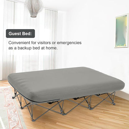 KAMPKEEPER Camping Cot,Folding Camping Bed with Inflatable Air Mattress and Carry Bag,for Outdoor Travel Camp Beach Vacation,(not Included The Airpump)
