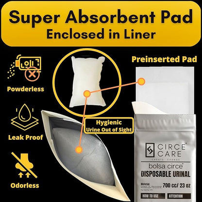 Bolsa Circe Disposable Urine Bags 9/18pcs Resealable, Portable Travel Disposable Urinal bags for men women kids- Camping Pee Bags,Emergency Toilet and Vomit Bag for Car Sickness Traffic Jam and Travel