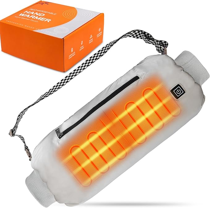 Heated Hand Warmer Pouch, 10000mAh Electric Heated Hand Muff, Rechargeable Portable Power Bank Hand Warmer with 3 Levels Heating for Football, Hunting,Fishing,Camping.(Grey)