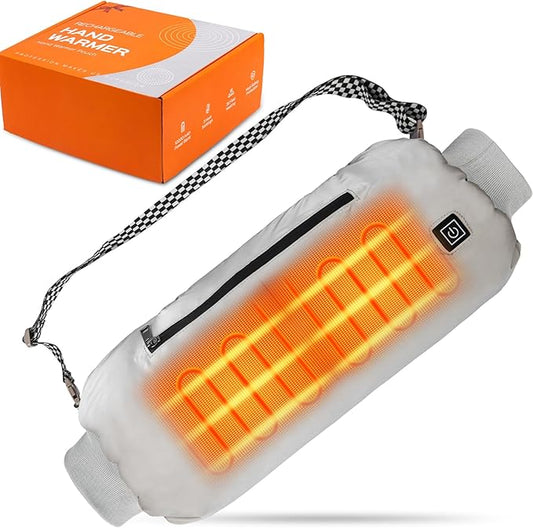 Heated Hand Warmer Pouch, 10000mAh Electric Heated Hand Muff, Rechargeable Portable Power Bank Hand Warmer with 3 Levels Heating for Football, Hunting,Fishing,Camping.(Grey)