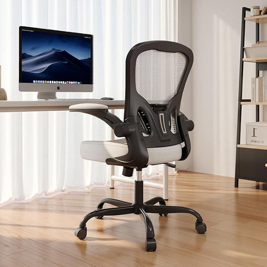 Office Chair, Ergonomic Desk Chairs 330LBS Capacity High Back Mesh Computer Chair with Flip-up Armrests, Comfy Work Chair with Adjustable Lumbar Support