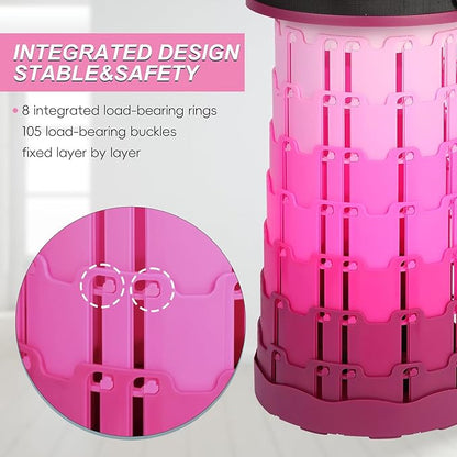 Upgraded Collapsible Stool, 400lbs Max Load. Portable Retractable Folding Telescoping Stool for Camping, Fishing, Hiking & Travel, Ideal for Adults (Purple)