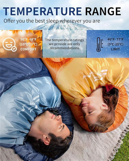 Sportneer Sleeping Bags for Adults, Warm & Cold Weather Sleeping Bag for Adults Kids Boys Girls - Lightweight Compact Camping Gear Equipment, Traveling, Backpacking, Hiking