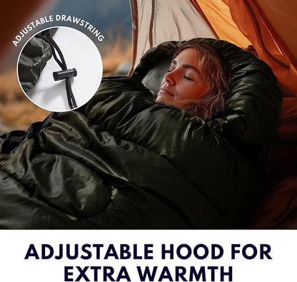 0 Degree XXL Sleeping Bags for Adults Cold Weather,Camping Sleeping Bag with Compression Sack for Winter Hiking, Hunting,Traveling