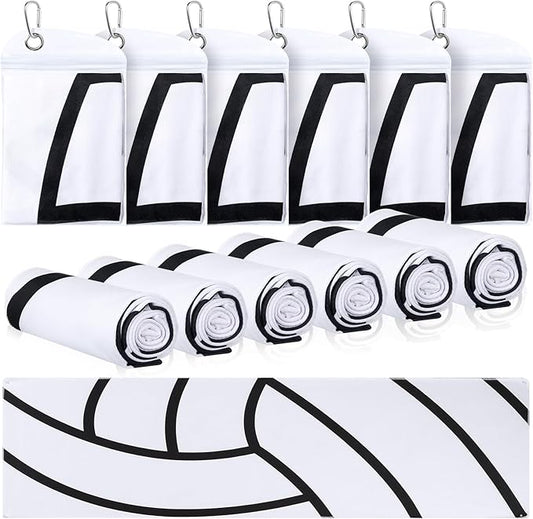 12 Pack Volleyball Cooling Towels for Boys, Sports Towels with Bags, 40"x12" Breathable Chilly Towel, Microfiber Towel for Volleyball Sport Team Gift