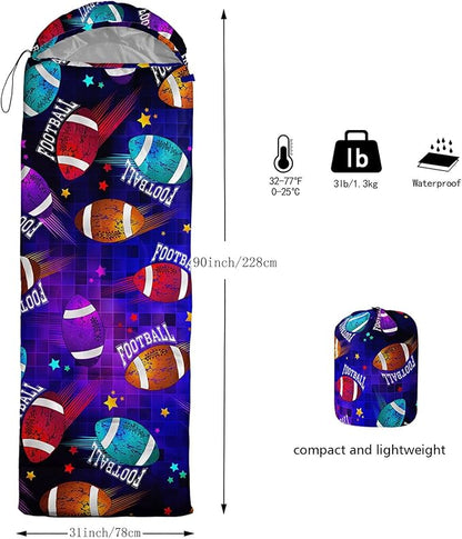 Kids Sleeping Bag for Boys Girls,Western Cowboy Print-Lightweight Warm Portable Outdoor Indoor-Waterproof Cold Weather Resistant Sleeping Bag for Camping Hiking